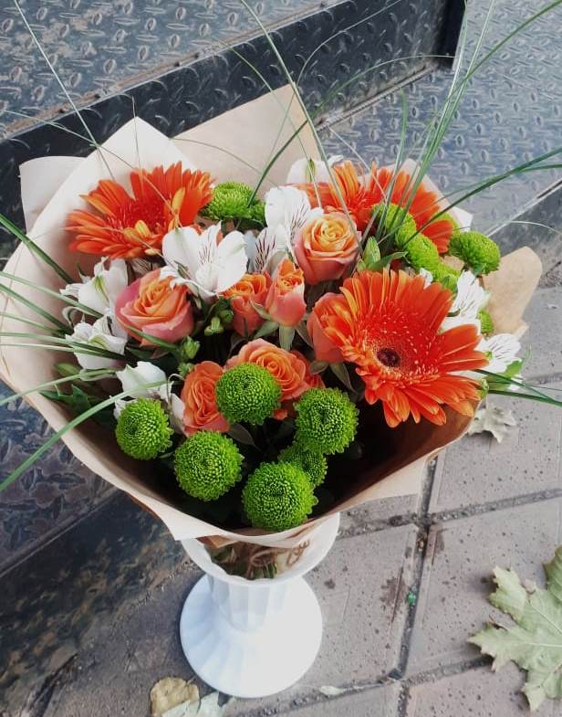 Букет цветов из: Герберы, Хризантемы, Альстромерии и Розы в Эртиле