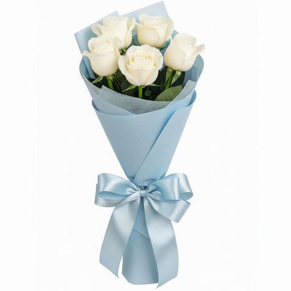 Букет 5 Белых роз Проуд в Эртиле