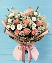 Букет цветов из:  Розы, Альстромерии и Лизиантусы в Эртиле