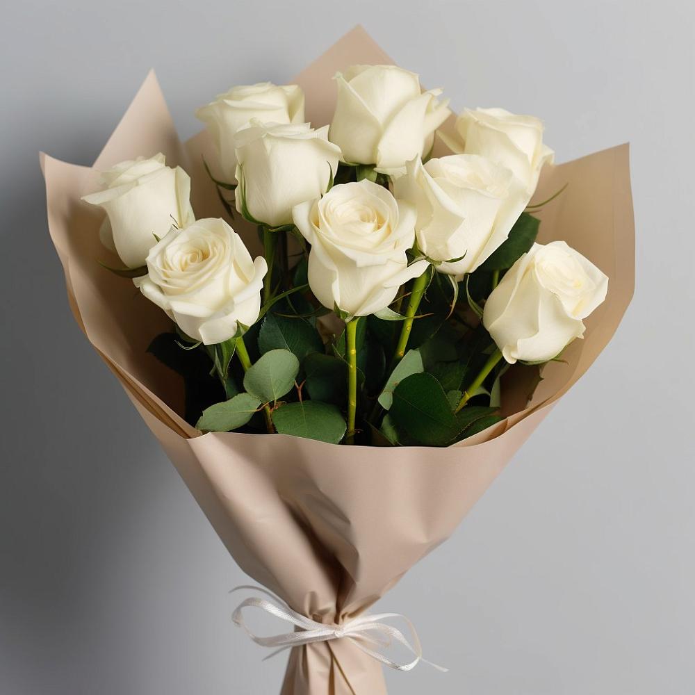 Букет 9 Белых роз Эдлесс Лав в Эртиле