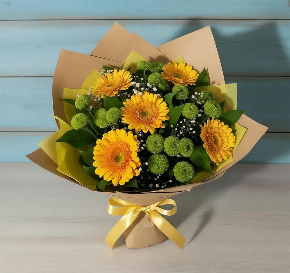 Букет цветов из: Герберы и Хризантемы в Эртиле