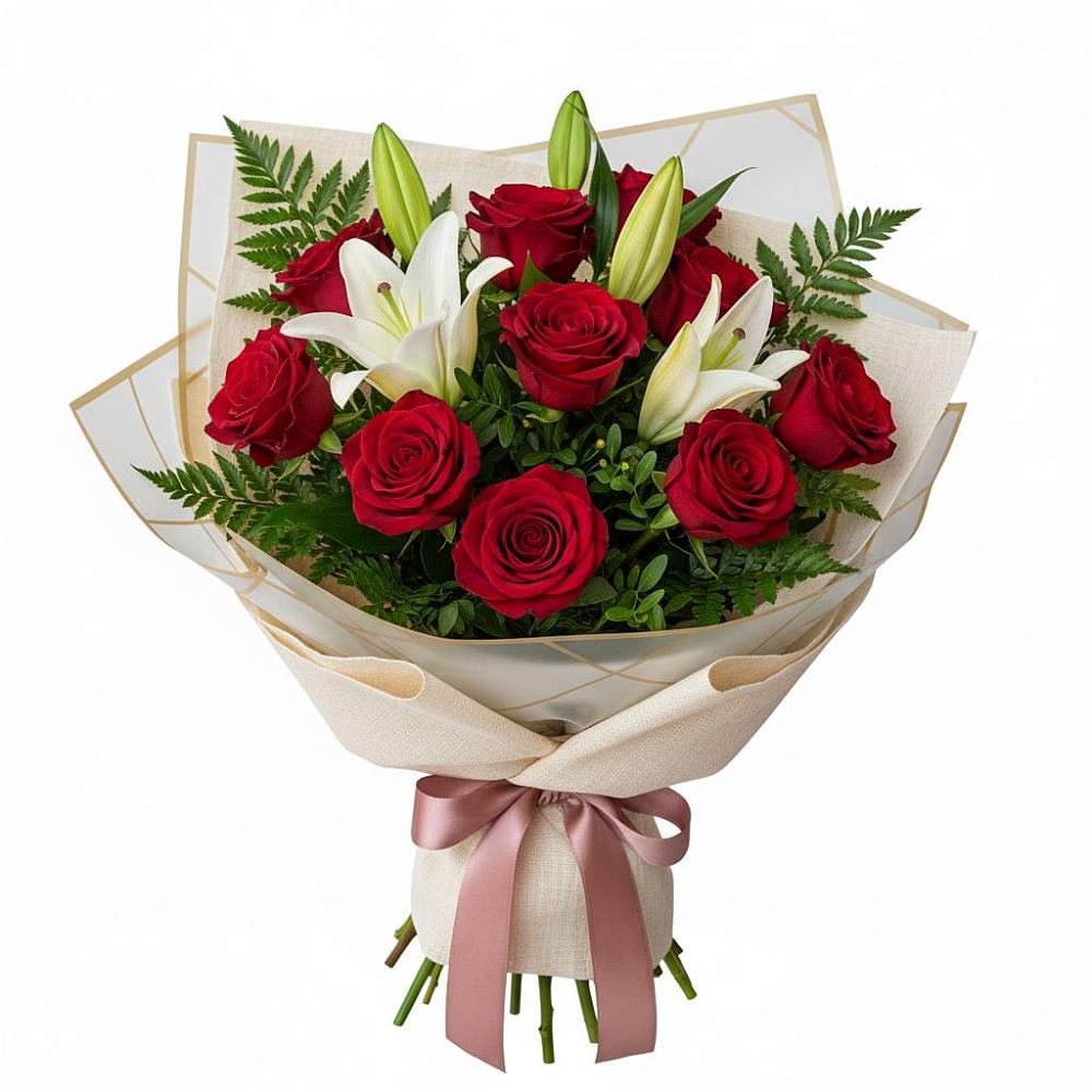 Букет цветов из: Лилии и Розы в Эртиле