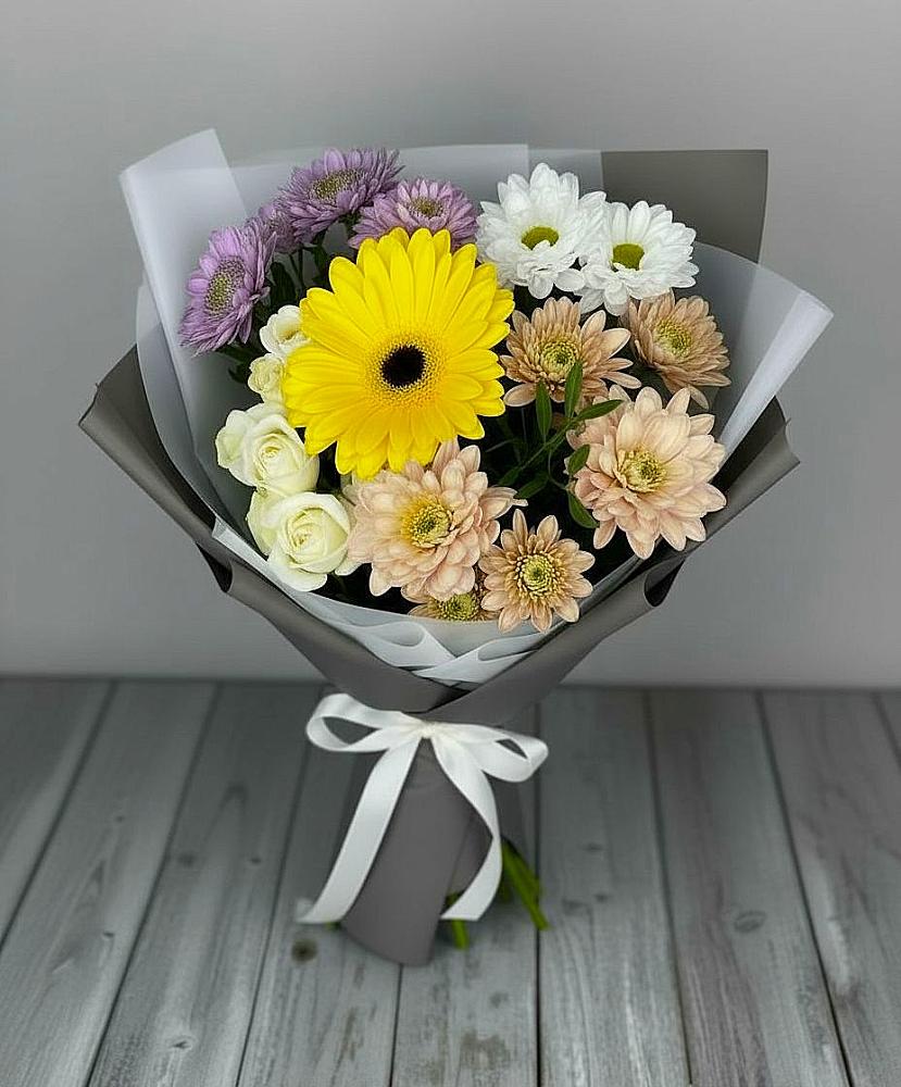 Букет цветов из: Розы, Герберы и Хризантемы в Эртиле
