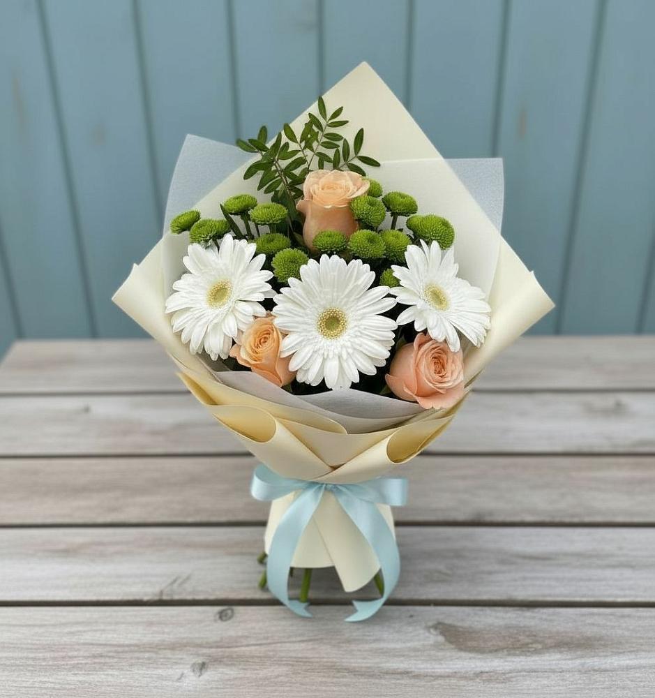 Букет цветов из: Герберы, Розы и Хризантемы в Эртиле