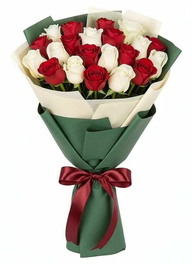 Букет Микс из красных и белых роз в Эртиле