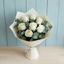 Букет Белые розы в Эвкалипте в Эртиле