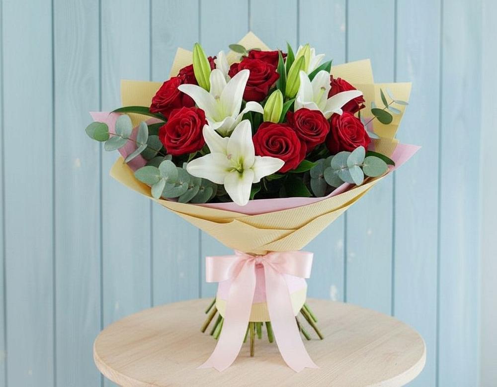 Букет цветов из: Лилии и Розы в Эртиле